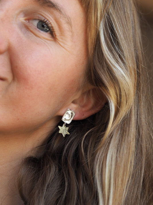 Casted Moon Stud Earrings