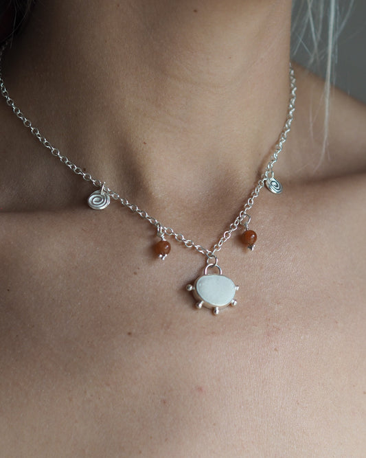 White Pebble Charm Necklace READY TO SHIP