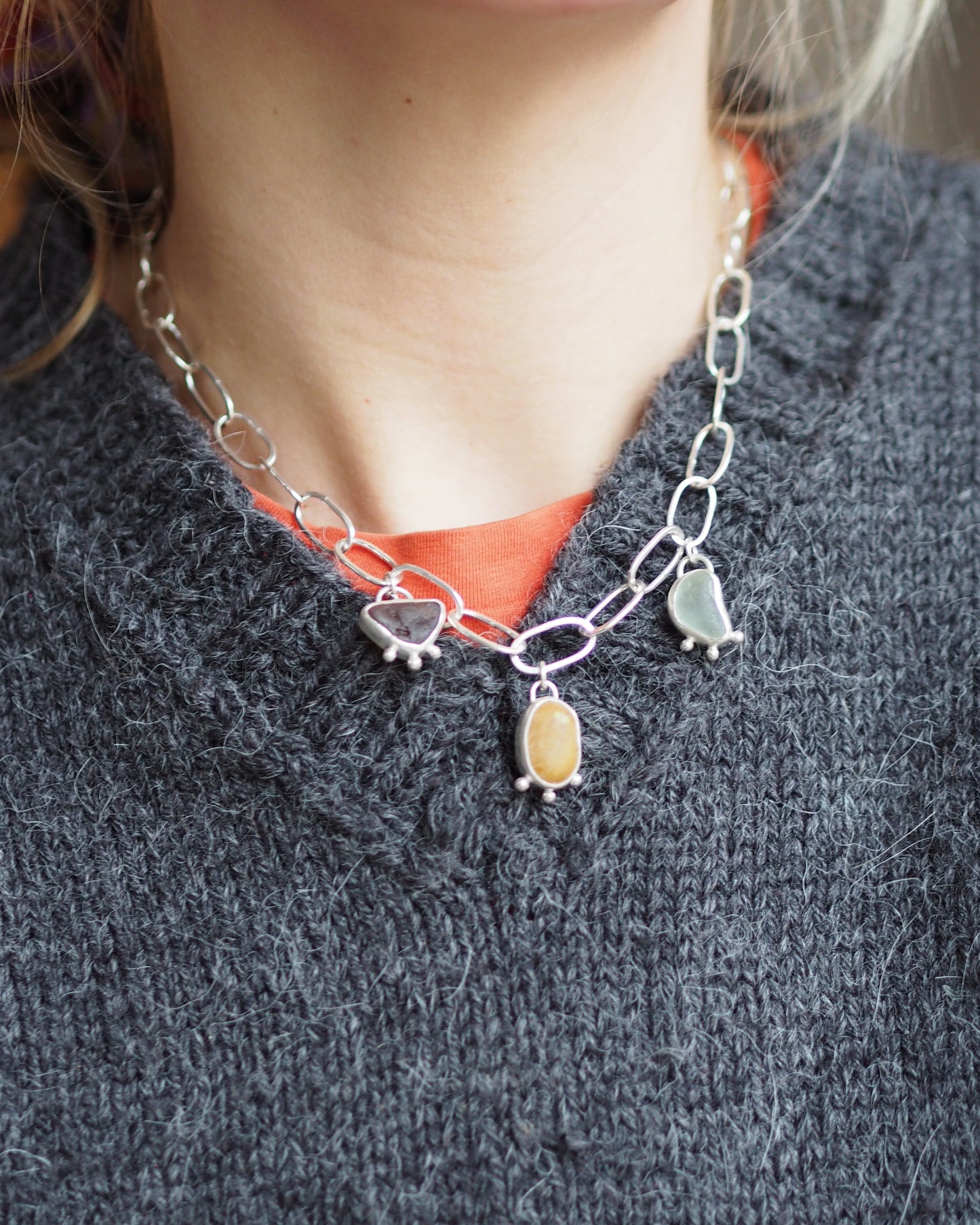 Pebble & Sea Glass Necklace #2 READY TO SHIP