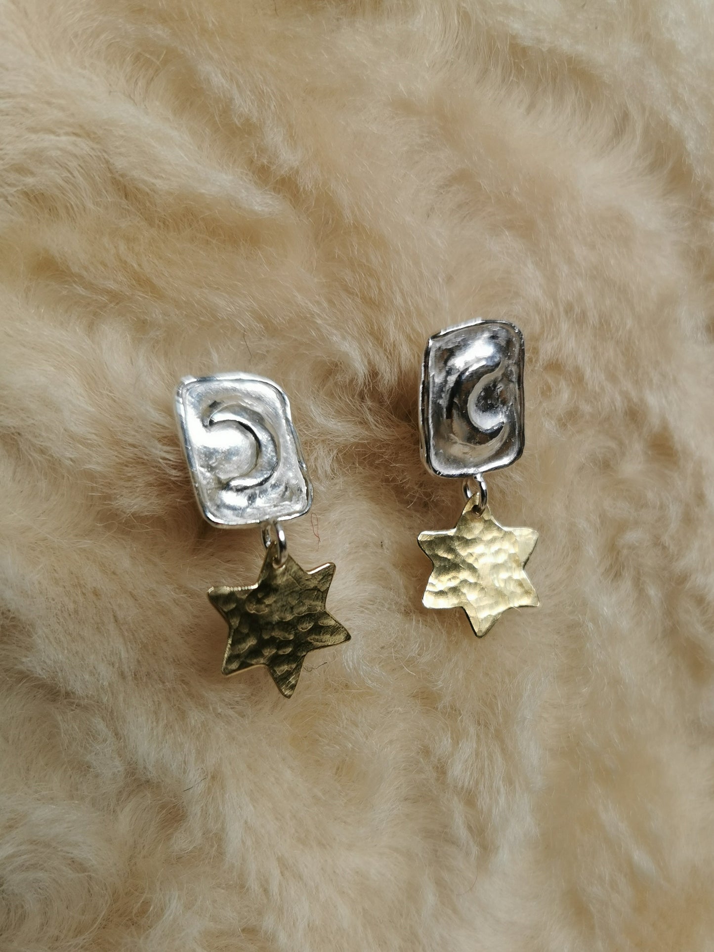 Casted Moon Stud Earrings