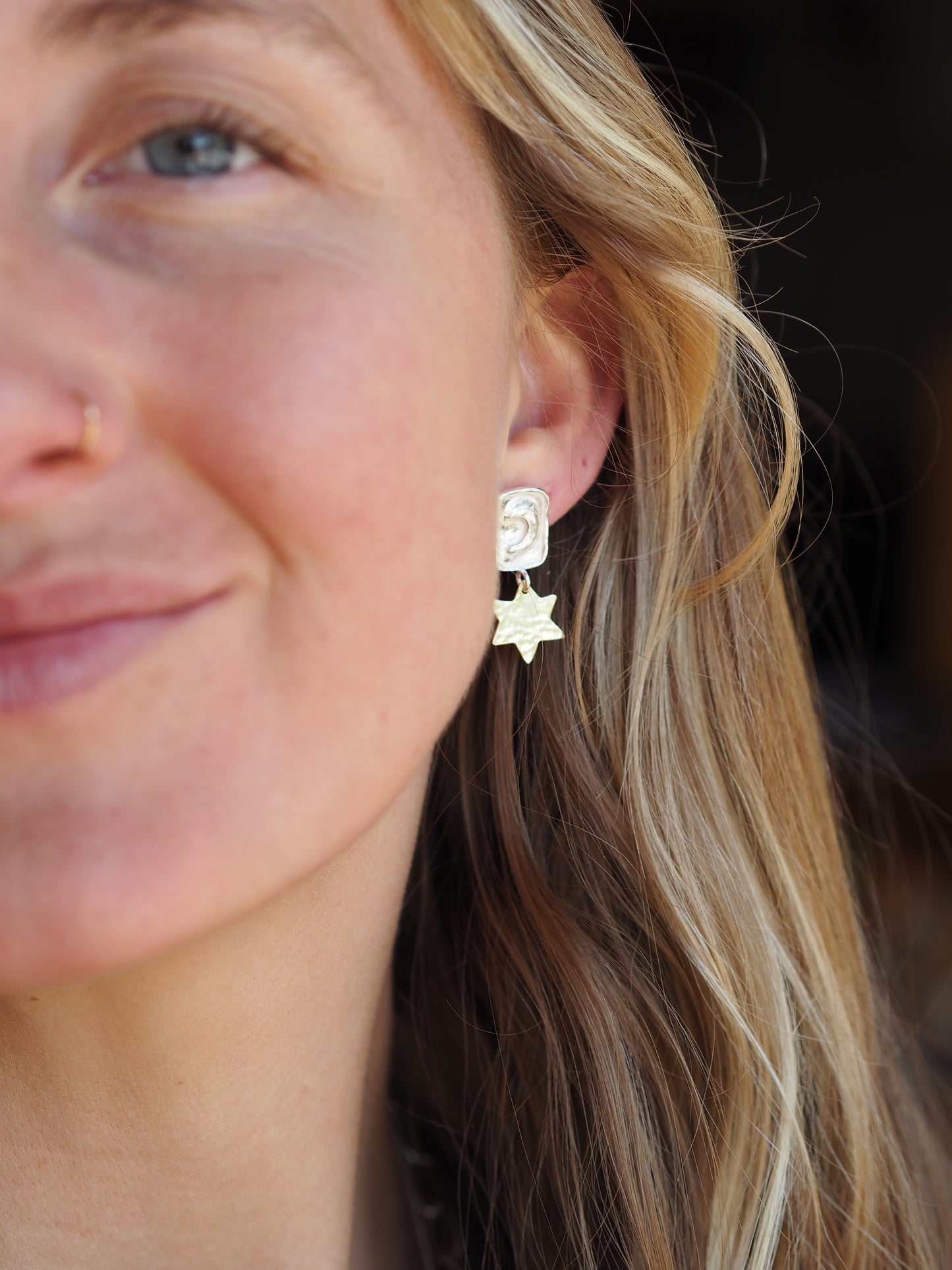 Casted Moon Stud Earrings