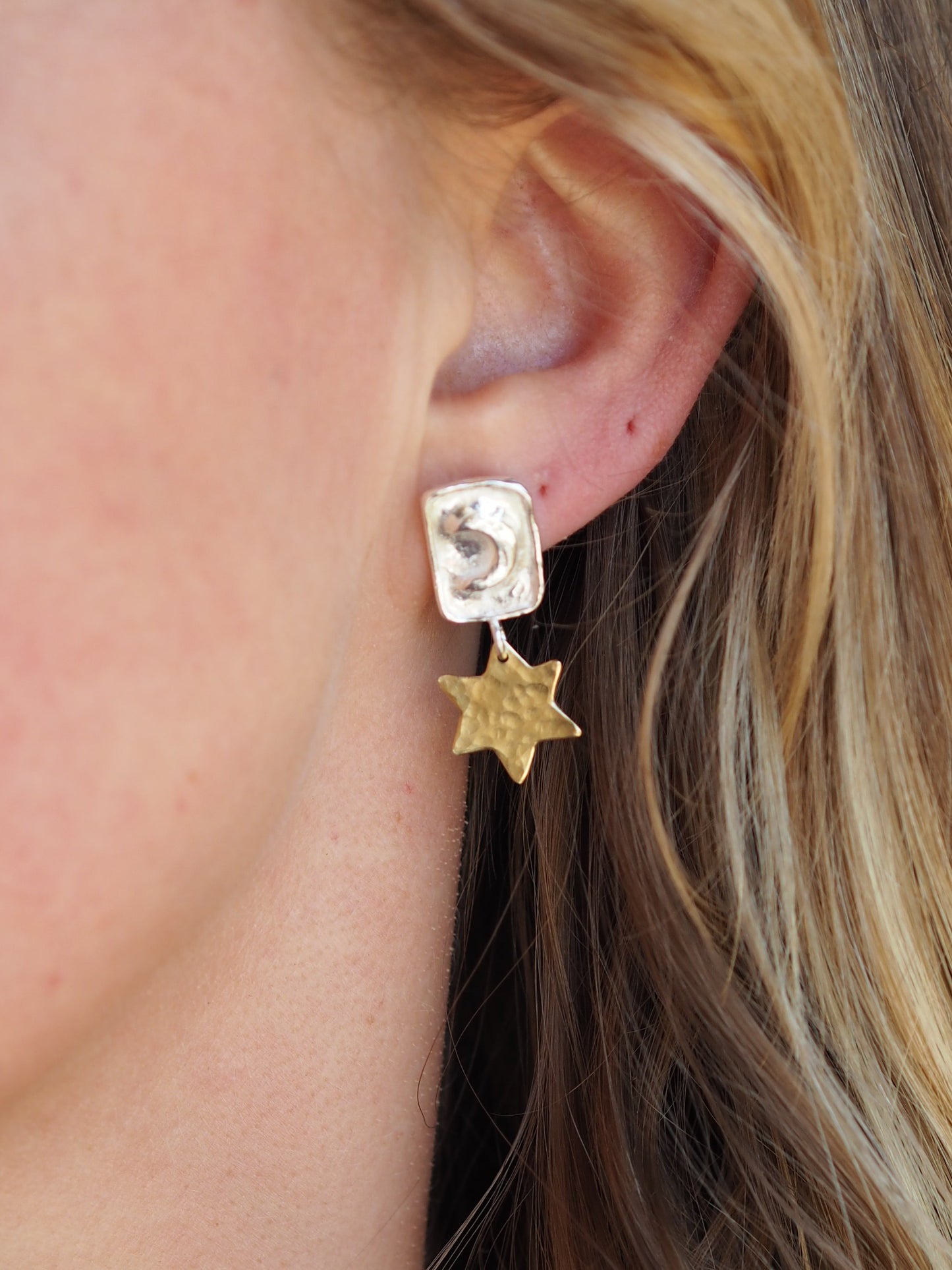 Casted Moon Stud Earrings