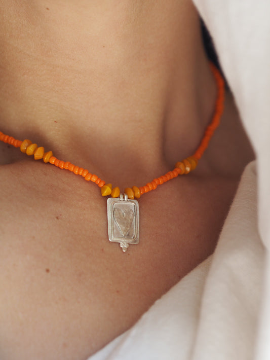 Orange Amulet Necklace READY TO SHIP