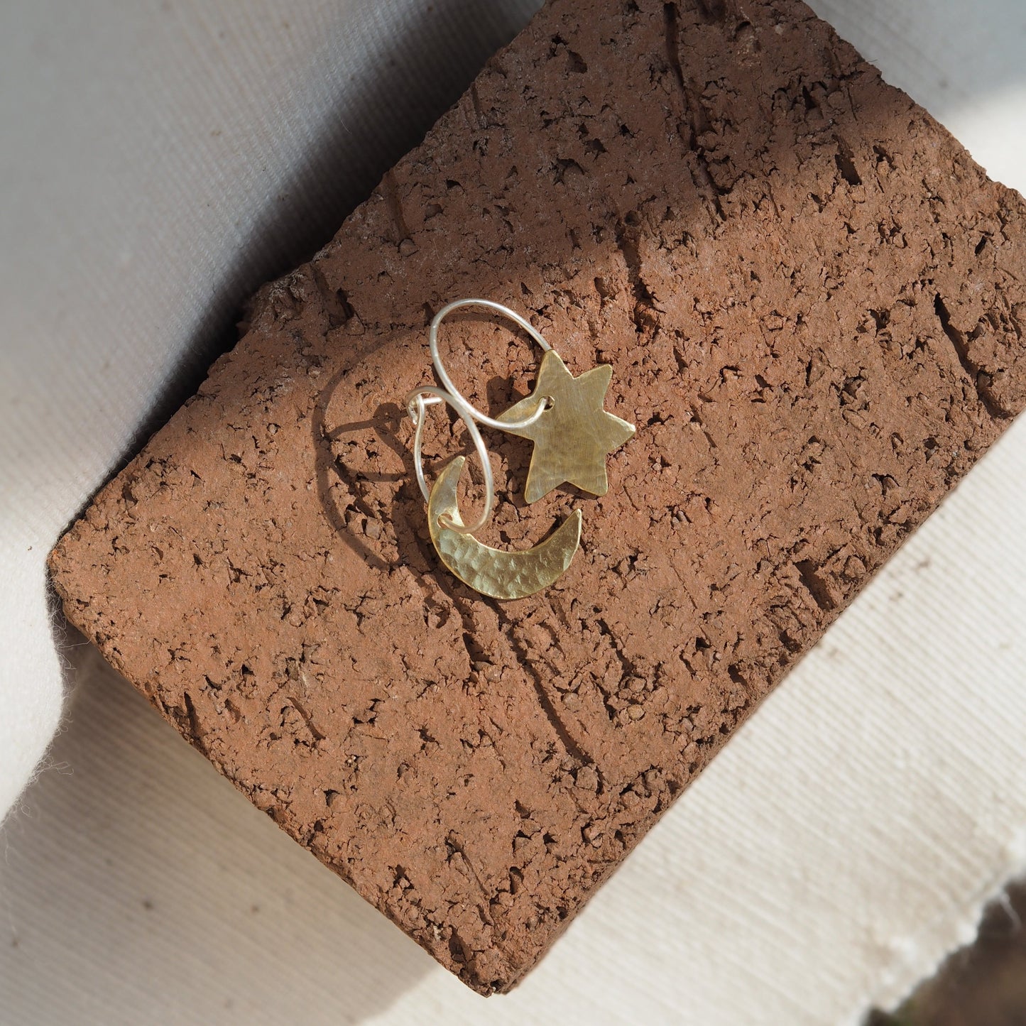 Brass Charm Hoop Earrings