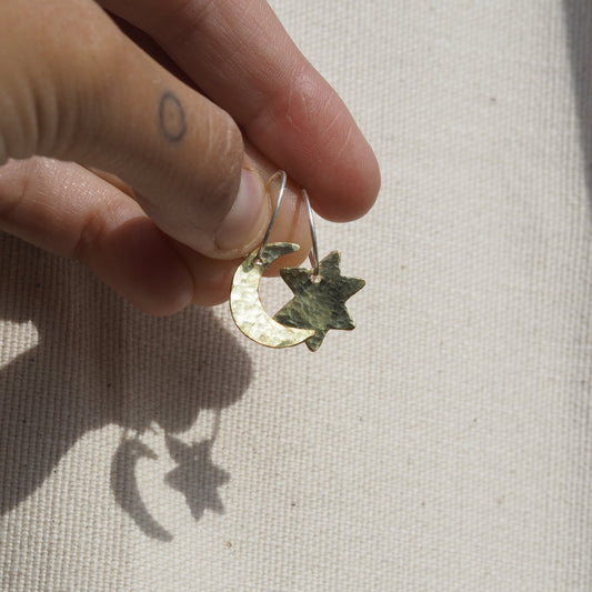 Brass Charm Hoop Earrings