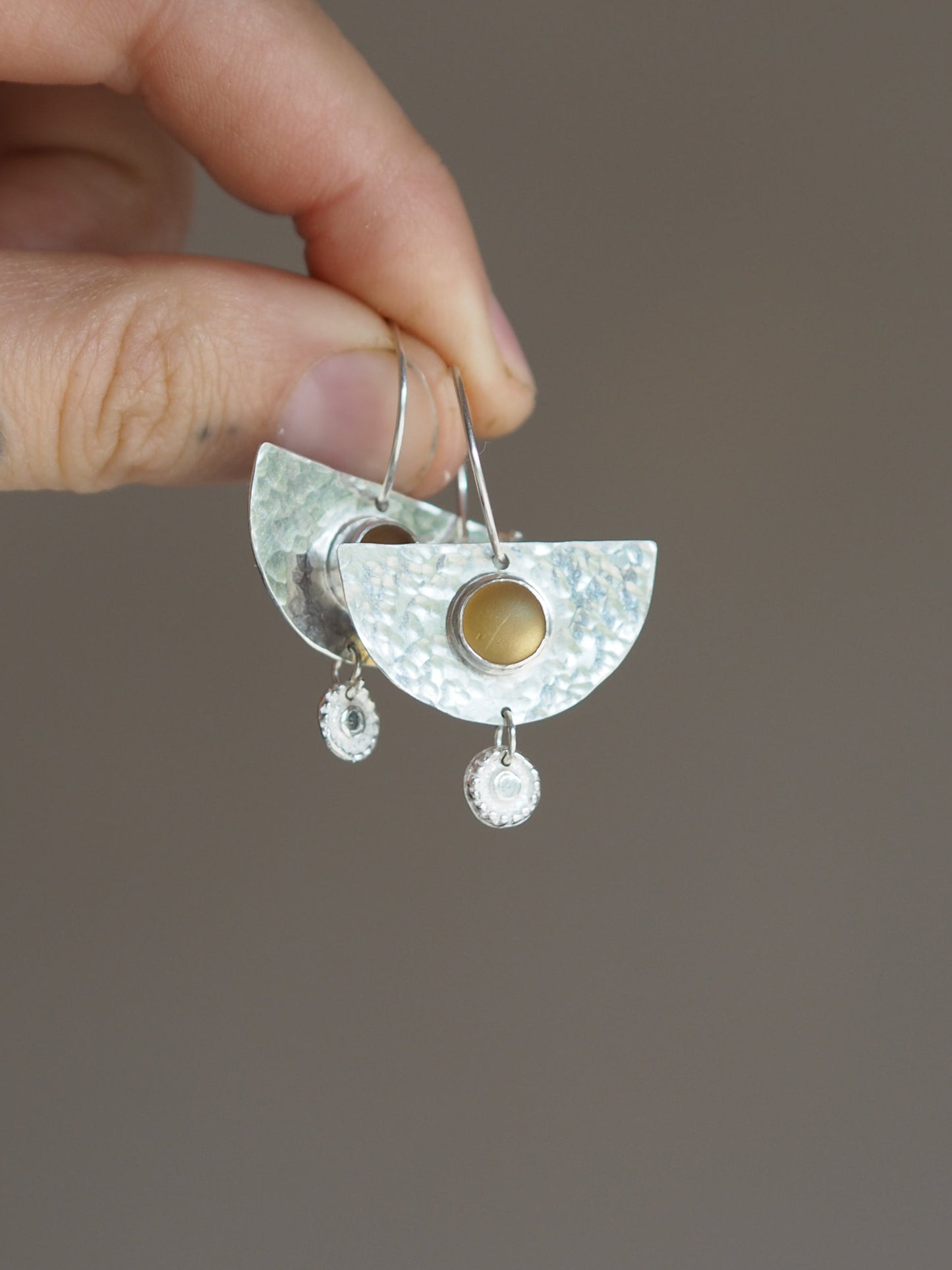 Amber Sea Glass Hoop Earrings