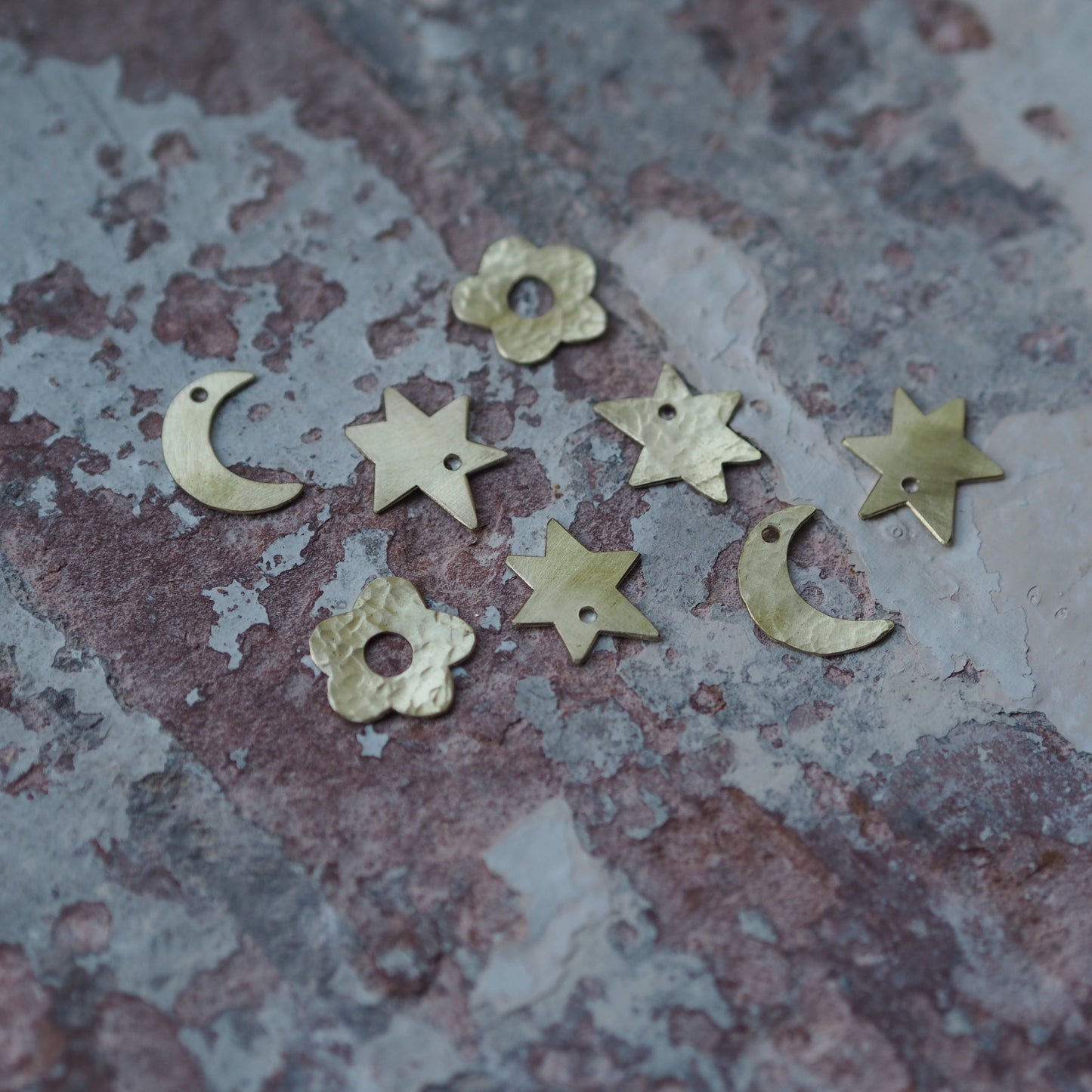 Brass Charm Hoop Earrings