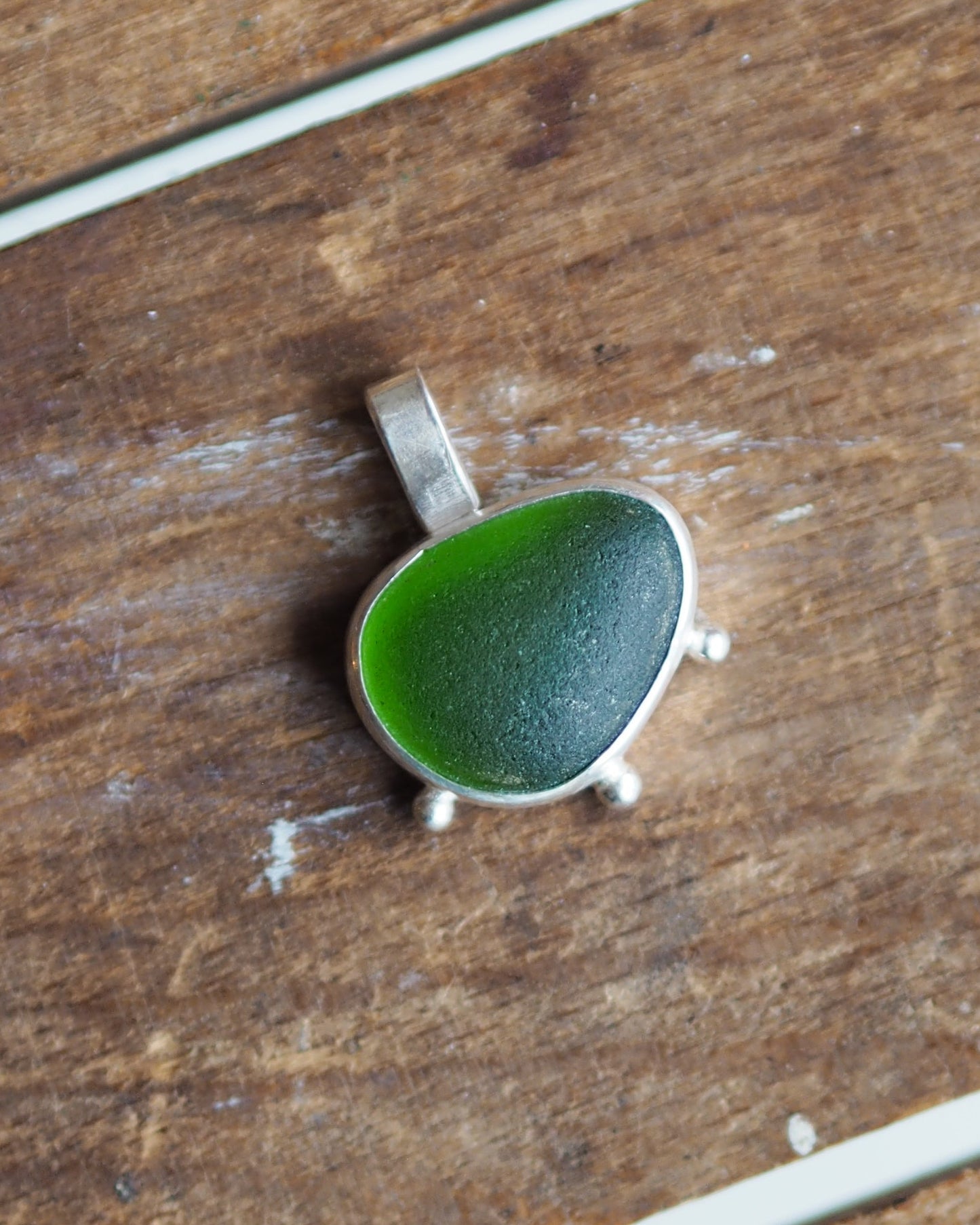 Green Sea Glass Pendant READY TO SHIP