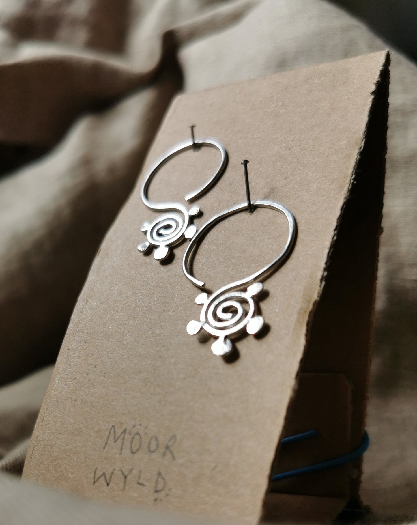 Spiral Silver Hoop Earrings