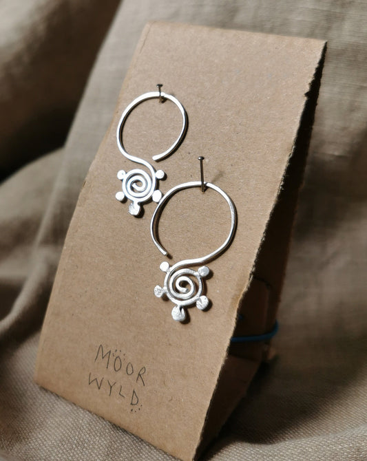 Spiral Silver Hoop Earrings